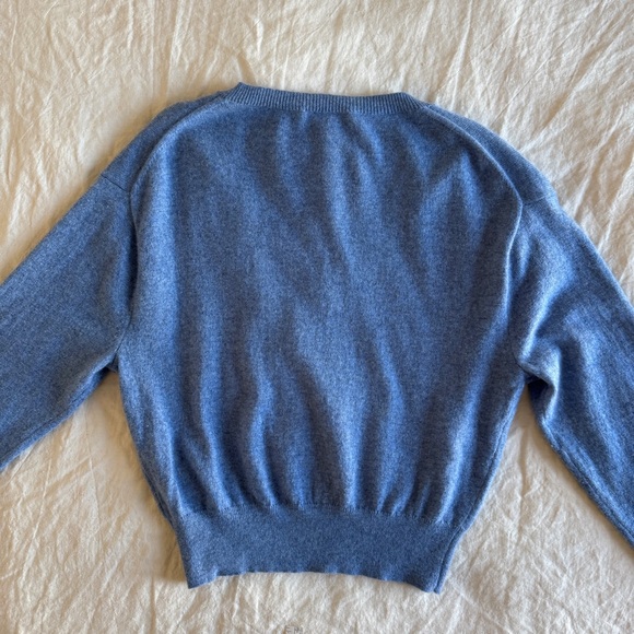 J. Crew Blue Cashmere V-Neck Sweater - Picture 2 of 6